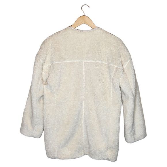 Gap‎ womens XS cream oversized teddy Shacket Cacoon Jacket Coat - Picture 9 of 16